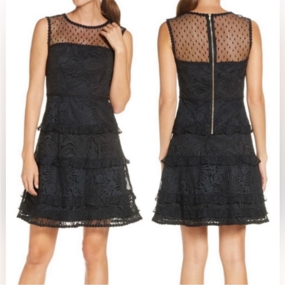 Lilly Pulitzer Kasee Dress Floral Loopy Lace Onyx Size 2 Black